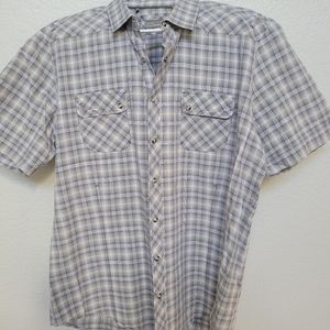 Men's 7 Diamond Short Sleeve Snap Button Down. XXL